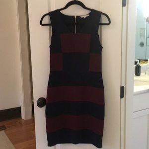 Navy and wine color-block dress